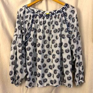 Roller Rabbit blue paisley smocked top